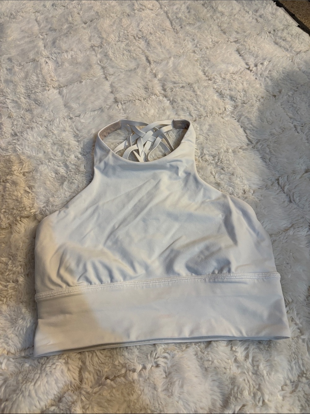 Lululemon Women's High-Neck White Strappy Sports Bra